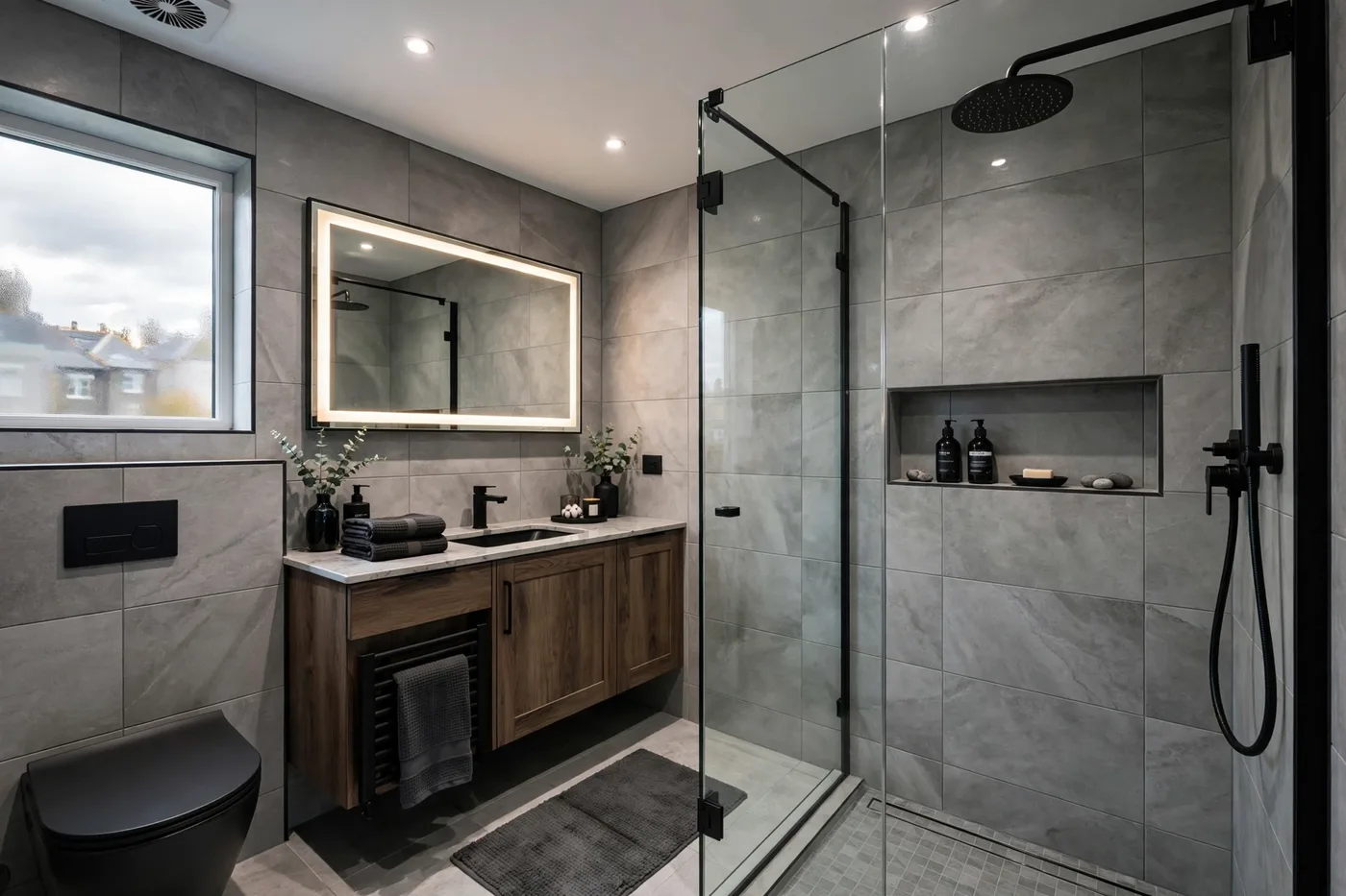 Modern bathroom walk-in shower