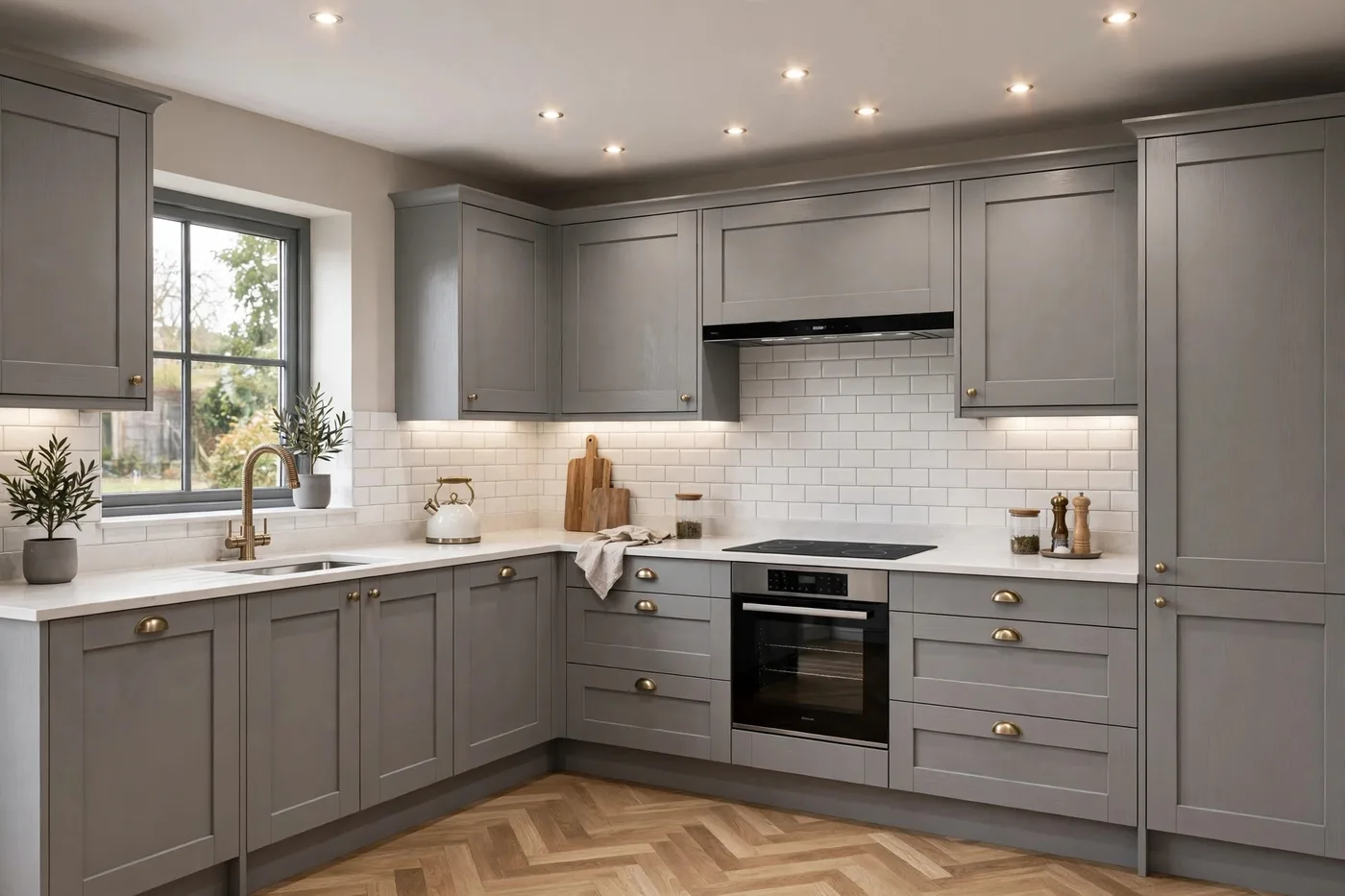 Modern grey shaker kitchen fitted Stoke