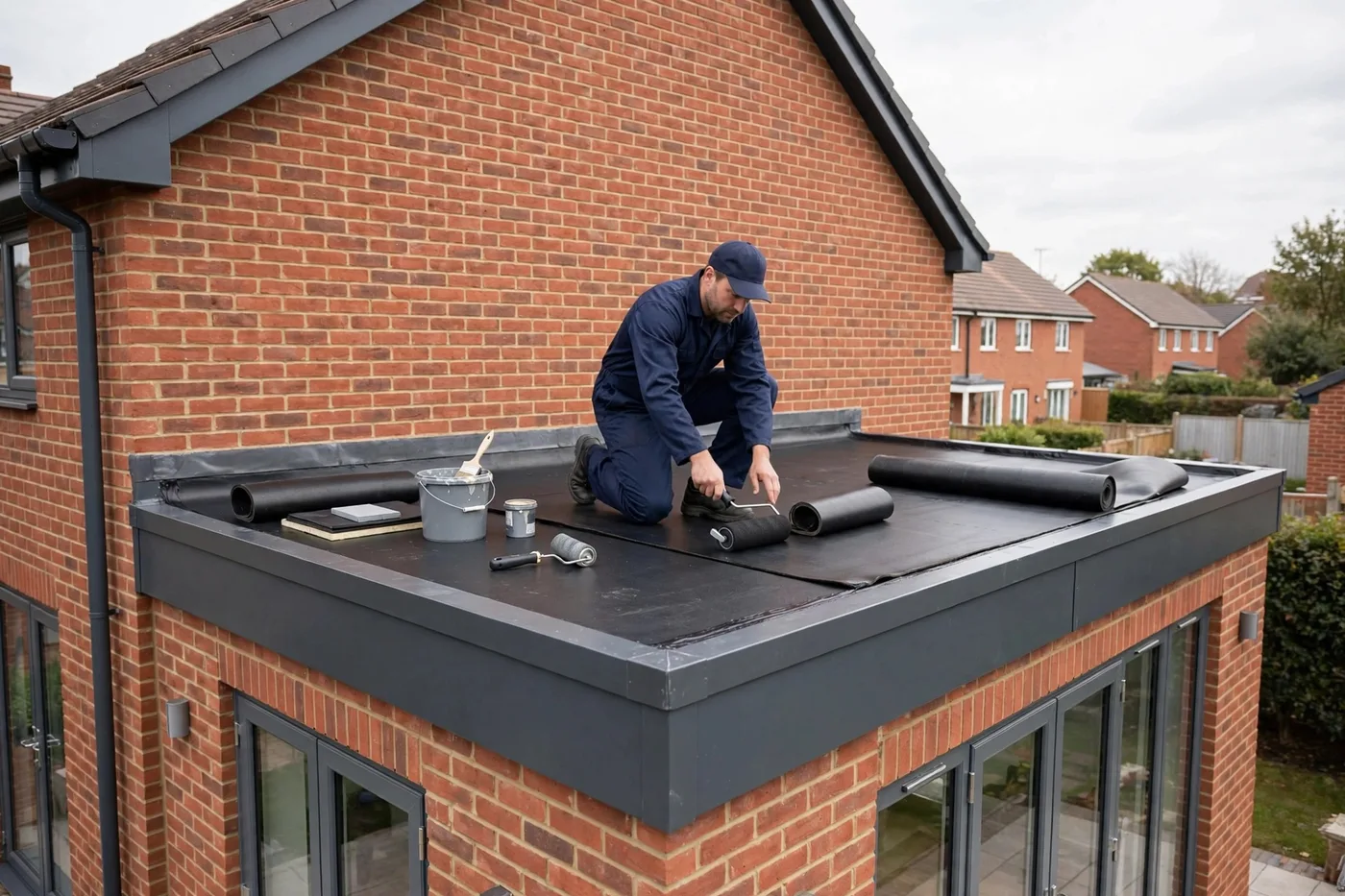 Flat roofing EPDM installation